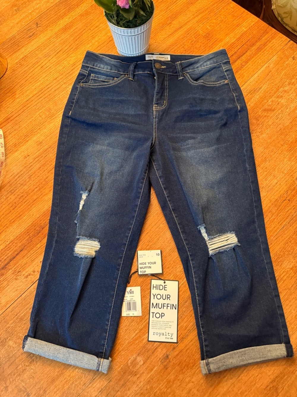 YMI Dark Blue Distressed cropped Boyfriend Jeans